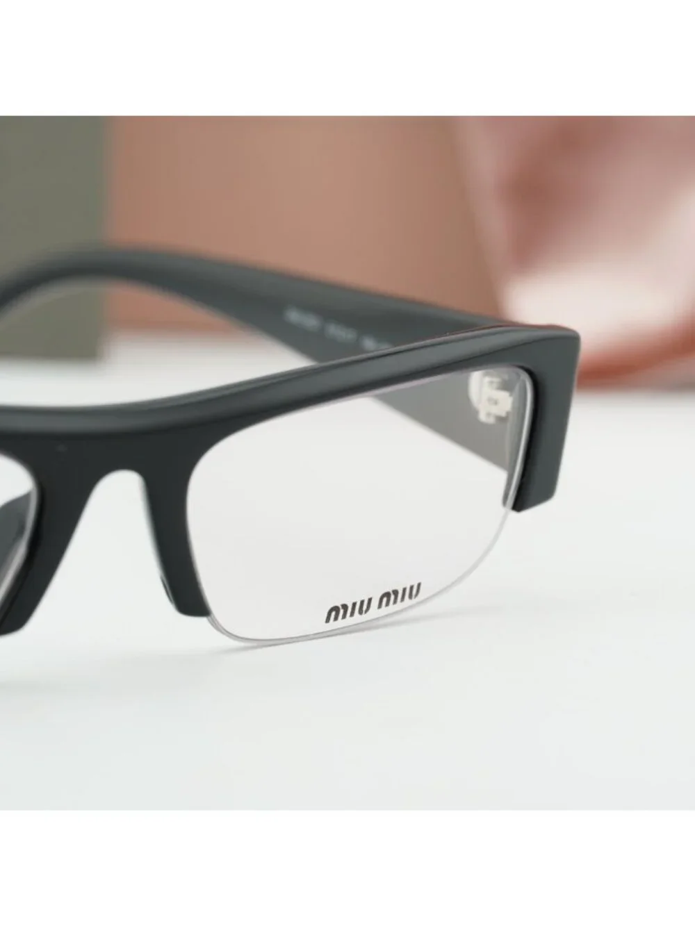 Miu Miu MUB07S 16K08N Rectangle Sunglasses – Black / Blue Light Filter